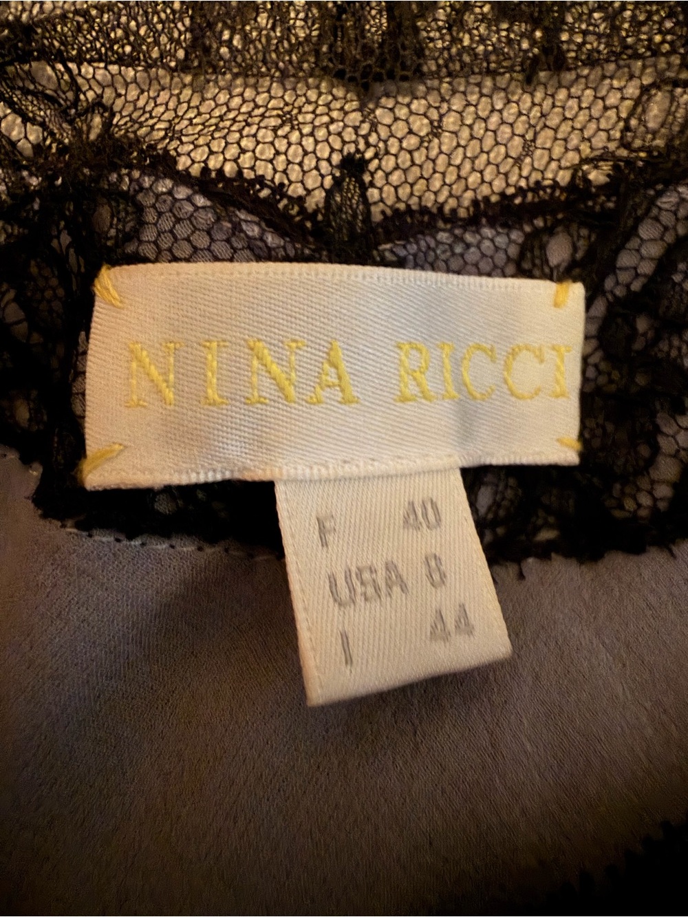 Nina Ricci Black Lace-Trim Long Dress